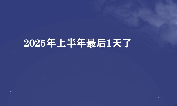 2025年上半年最后1天了