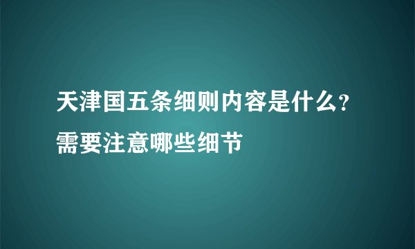 天津国五条细则内容是什么？需要注意哪些细节