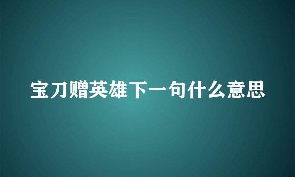 宝刀赠英雄下一句什么意思