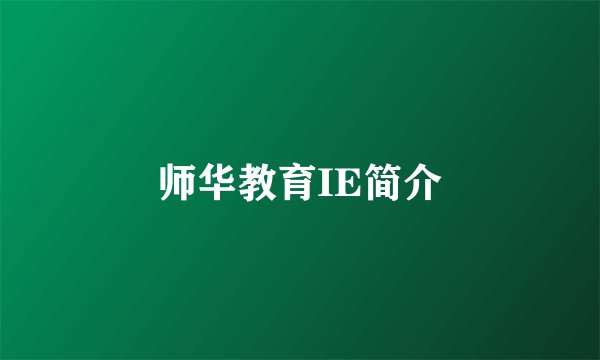 师华教育IE简介