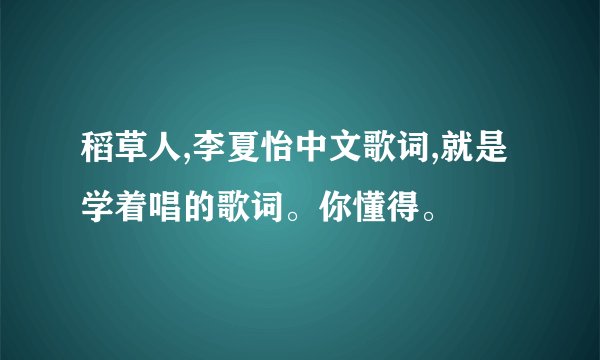 稻草人,李夏怡中文歌词,就是学着唱的歌词。你懂得。