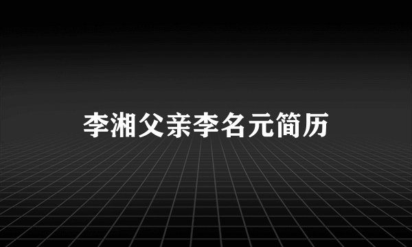 李湘父亲李名元简历