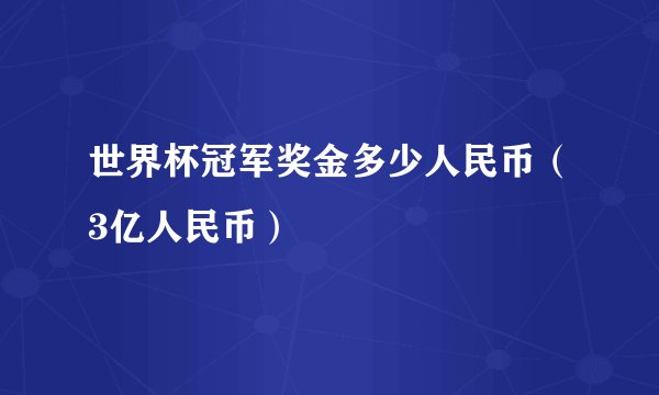 世界杯冠军奖金多少人民币（3亿人民币）