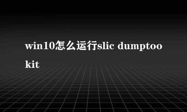 win10怎么运行slic dumptookit