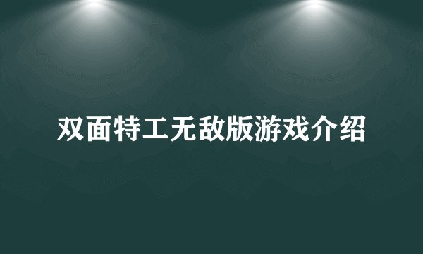 双面特工无敌版游戏介绍