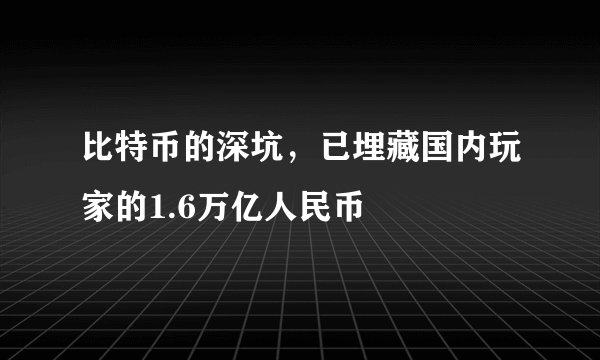 比特币的深坑，已埋藏国内玩家的1.6万亿人民币