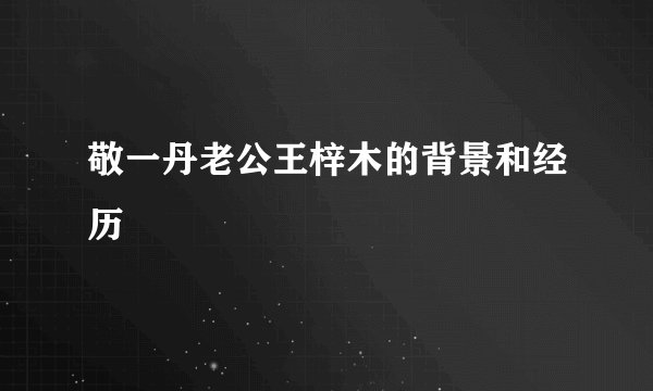 敬一丹老公王梓木的背景和经历