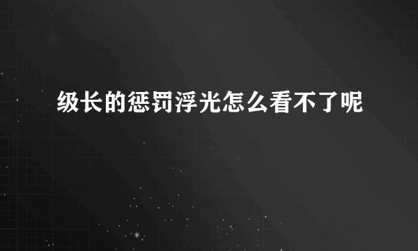 级长的惩罚浮光怎么看不了呢