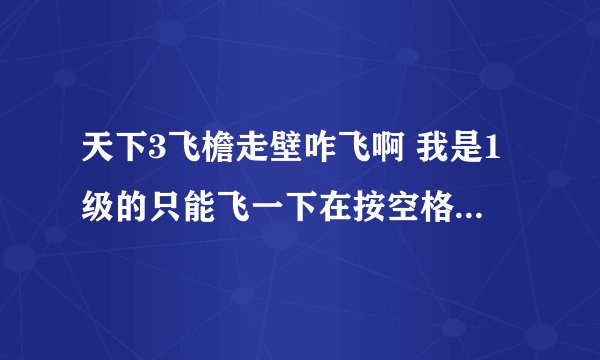 天下3飞檐走壁咋飞啊 我是1级的只能飞一下在按空格他就往回跳。。求解