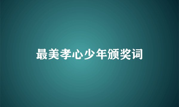 最美孝心少年颁奖词