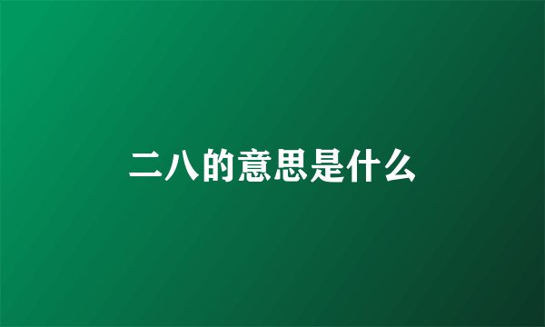 二八的意思是什么