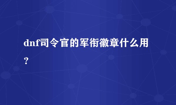 dnf司令官的军衔徽章什么用？