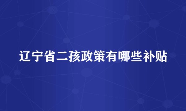 辽宁省二孩政策有哪些补贴
