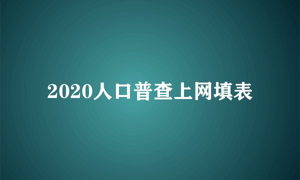 2020人口普查上网填表