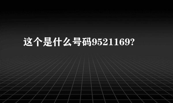 这个是什么号码9521169?