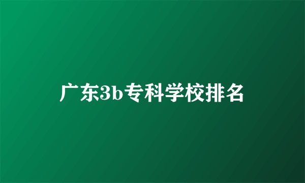 广东3b专科学校排名