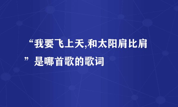 “我要飞上天,和太阳肩比肩”是哪首歌的歌词
