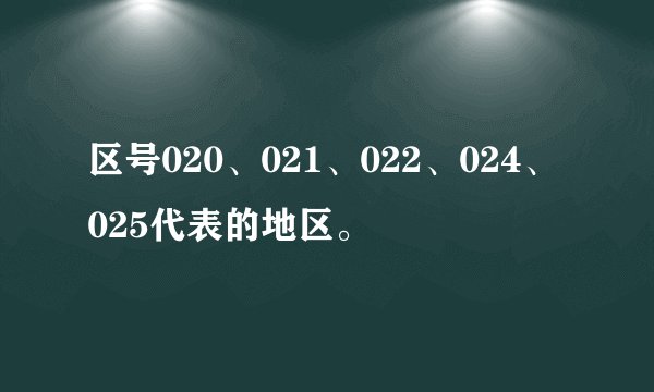 区号020、021、022、024、025代表的地区。