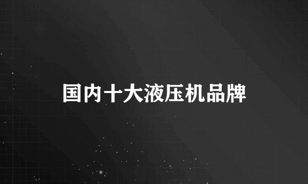 国内十大液压机品牌