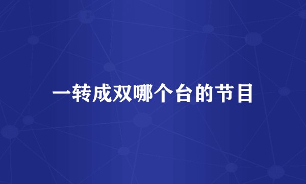 一转成双哪个台的节目
