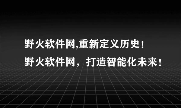 野火软件网,重新定义历史！野火软件网，打造智能化未来！