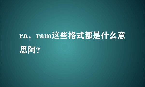 ra，ram这些格式都是什么意思阿？