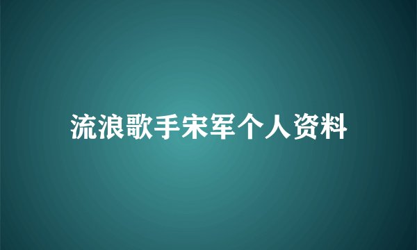 流浪歌手宋军个人资料