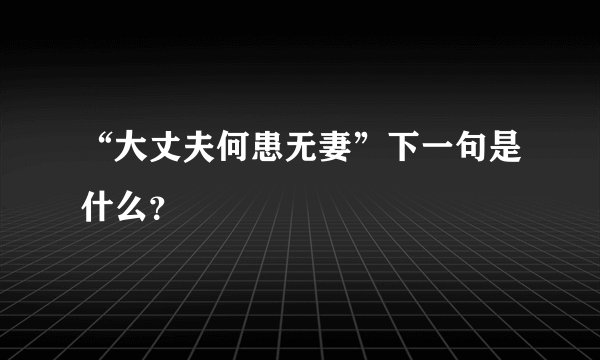 “大丈夫何患无妻”下一句是什么？