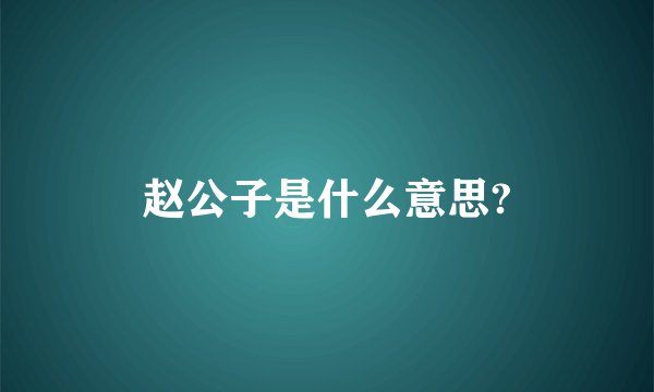 赵公子是什么意思?