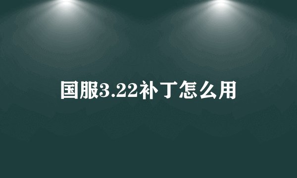 国服3.22补丁怎么用