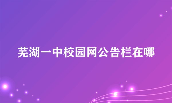 芜湖一中校园网公告栏在哪