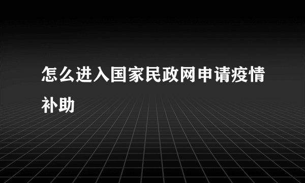 怎么进入国家民政网申请疫情补助