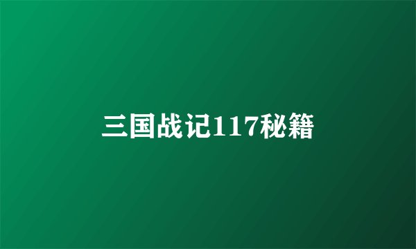三国战记117秘籍