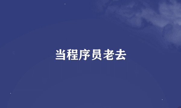 当程序员老去