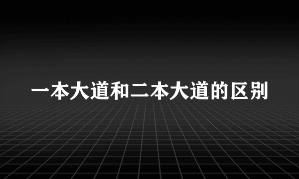 一本大道和二本大道的区别