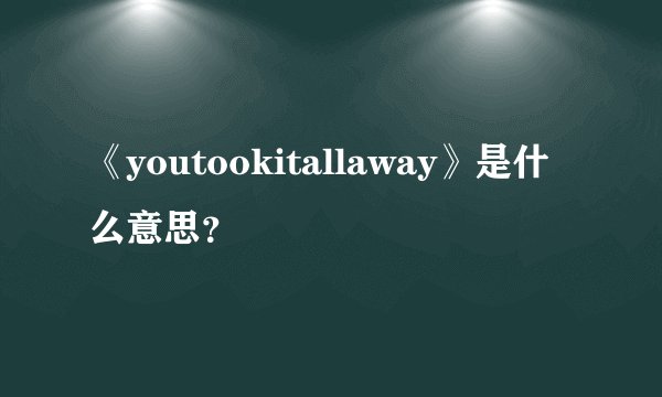 《youtookitallaway》是什么意思？