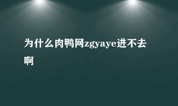 为什么肉鸭网zgyaye进不去啊