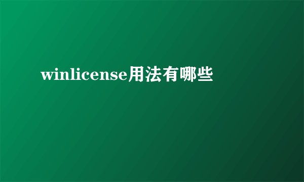 winlicense用法有哪些