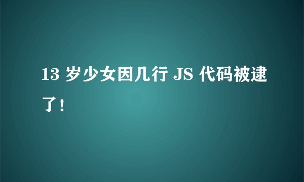 13 岁少女因几行 JS 代码被逮了！