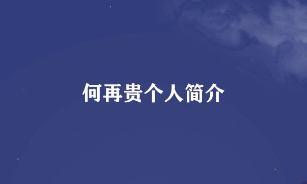 何再贵个人简介