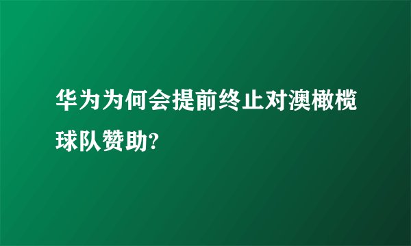 华为为何会提前终止对澳橄榄球队赞助?