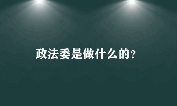 政法委是做什么的？