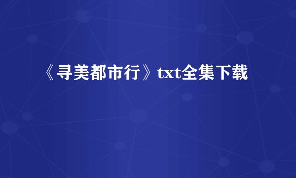 《寻美都市行》txt全集下载