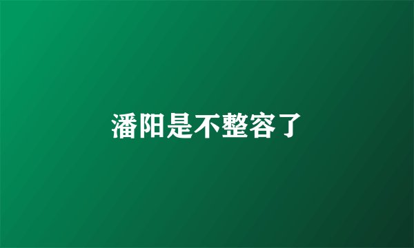 潘阳是不整容了