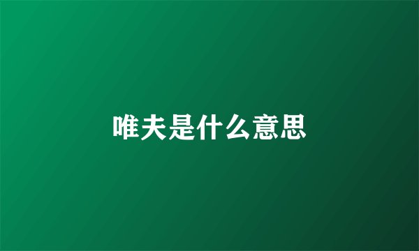 唯夫是什么意思