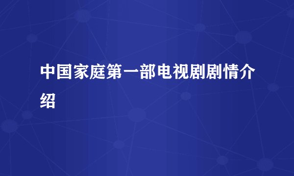 中国家庭第一部电视剧剧情介绍