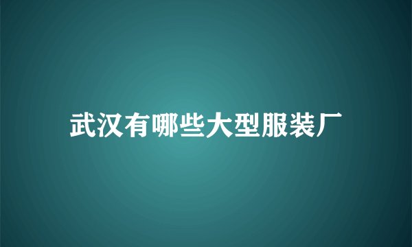 武汉有哪些大型服装厂