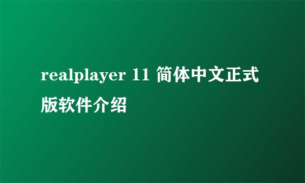 realplayer 11 简体中文正式版软件介绍