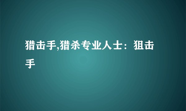 猎击手,猎杀专业人士：狙击手
