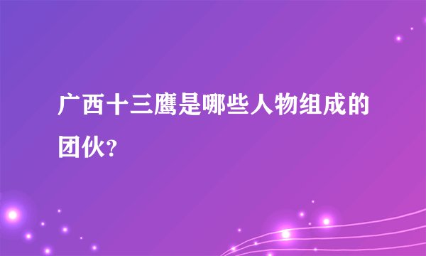 广西十三鹰是哪些人物组成的团伙？